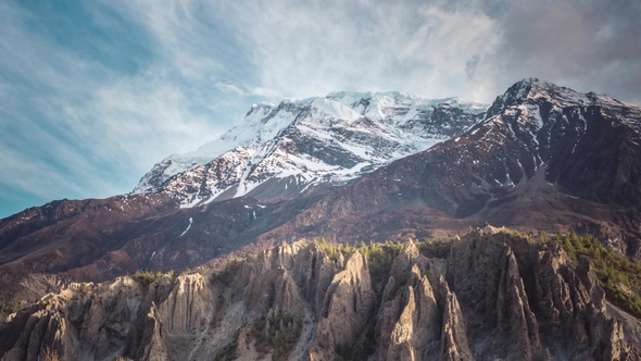 Mountain, Sky and Moving Clouds