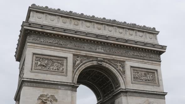 Famous Arc de Triomphe famous symbol of France and Paris 4K 2160p UltraHD tilt  footage - French  Tr