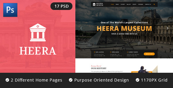 HEERA: Museum and Exhibition PSD website template