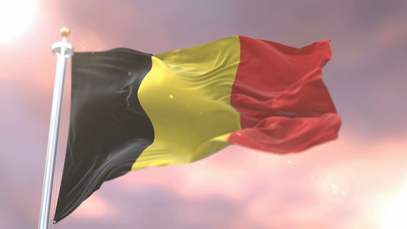 Belgium Flag at Sunset