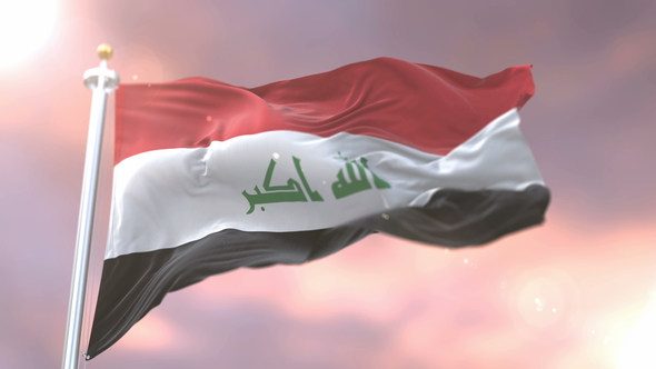 Flag of Iraq at Sunset