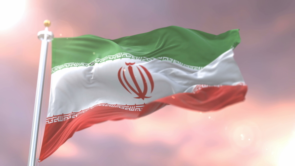 Flag of Iran at Sunset