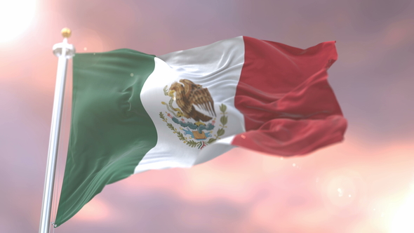 Flag of Mexico at Sunset