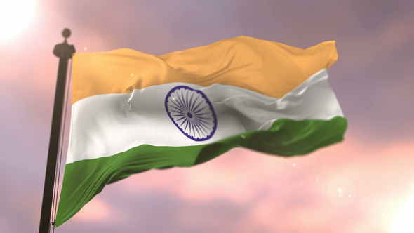 Flag of India at Sunset