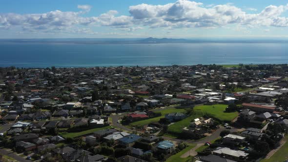 AERIAL Coastal Township Of Clifton Springs, Australia With You Yangs