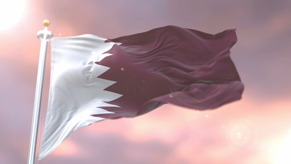 Flag of Qatar at Sunset