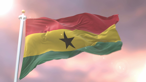 Flag of Ghana at Sunset