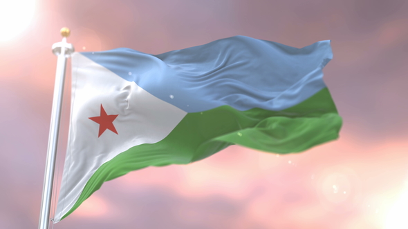 Flag of Djibouti at Sunset