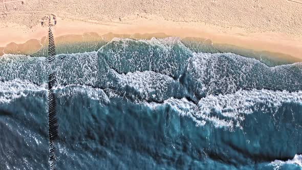 Top view of waves on Baltic sea in summer