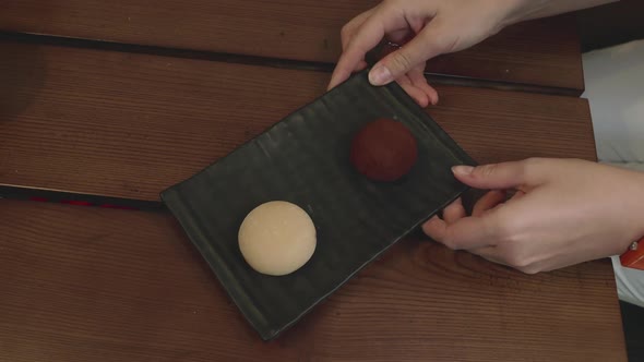 Mochi Dessert Served with Origami Figure