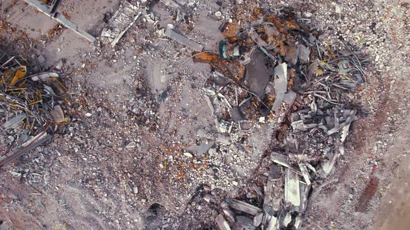 Aerial View of Dangerous Trash Left By Construction Site