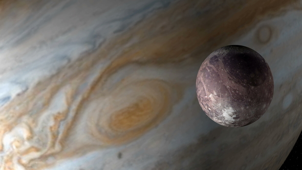 Ganymede Moon and Jupiter Planet