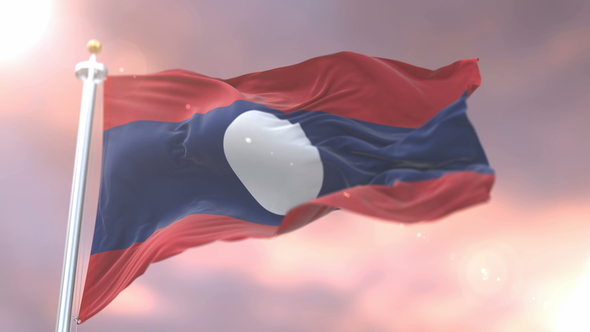 Flag of Laos at Sunset