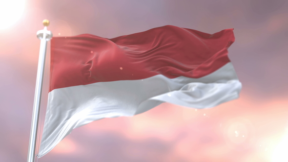Flag of Indonesia at Sunset