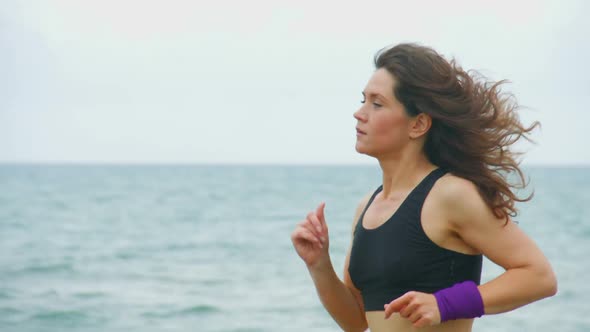 Independent Young Woman Running on Way to Success. Morning Training Outdoors