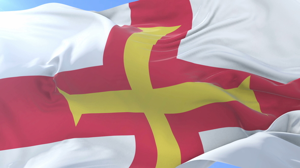 Flag of Guernsey Waving