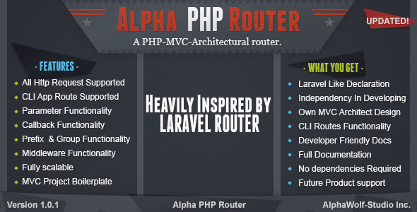 Alpha PHP Router | A PHP-MVC-Architectural Laravel Standalone