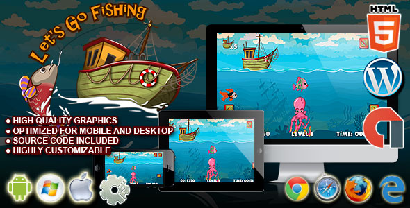 Let&#39;s Go Fishing - HTML5 Construct 2 Skill Game