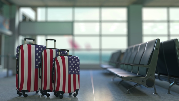 Travel Suitcases Featuring Flag of the United States alt