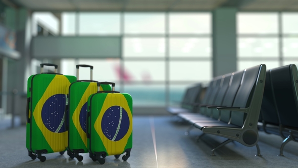 Travel Suitcases Featuring Flag of Brazil alt