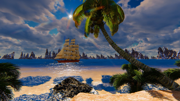 Sailing Ship And The Beach alt
