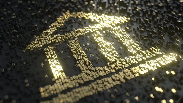 Bank Icon Made of Gold Numbers alt