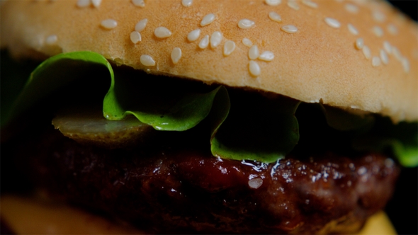 Burger Bun with Sesame, Greens, Cheese and Beef for Commercial Use