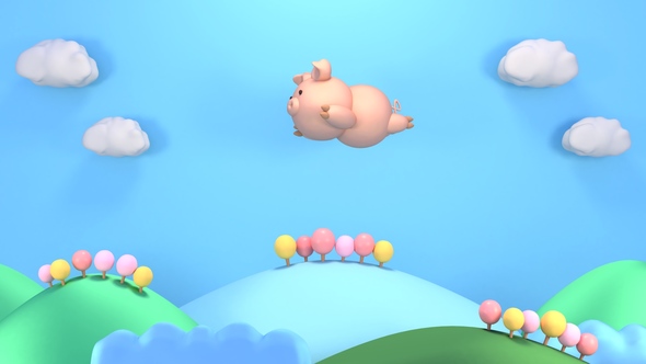 Cartoon Flying Pig