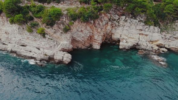 Aerial View of Rocky Shore of Adriatic Sea