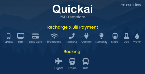 Quickai - Recharge & Bill Payment, Booking PSD Template