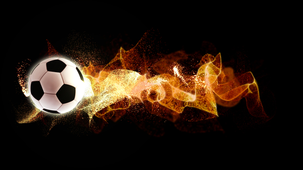 Spinning Football with Flowing Fire Particles alt