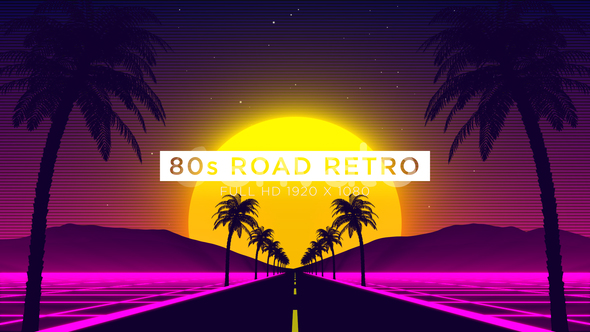 80s Road Retro VJ Loops Background
