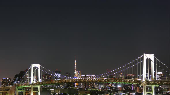 Beautiful Rainbow bridge in Tokyo city in Japan