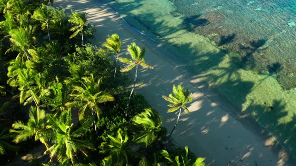 Secluded romantic beach perfect tourist destination, aerial shot 4K, Fiji Island