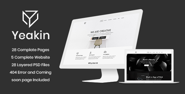 Yeakin Minimalist Creative Agency PSD Template