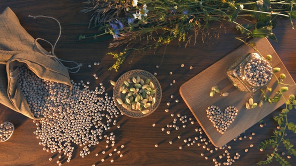 Still Life with Chickpeas on Table