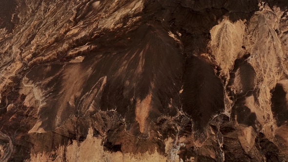 Aerial of Desert Mountain Road on Fuerteventura Island, Spain