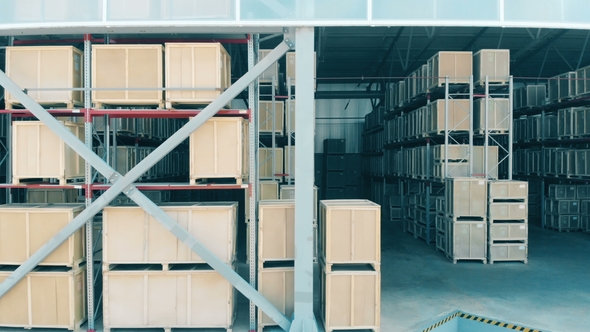 View of a Storehouse with Lots of Boxes