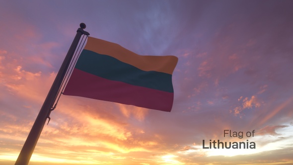 Lithuania Flag on a Flagpole V3