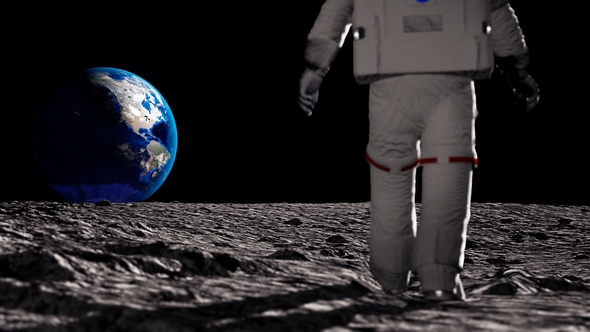 Astronaut Walking on the Moon