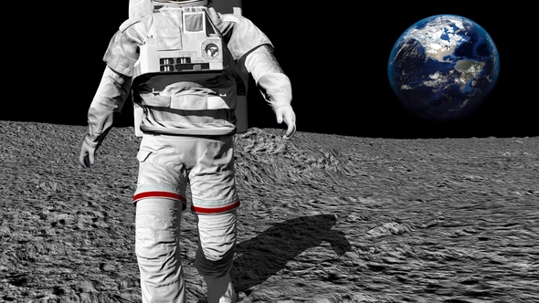 Astronaut Walking on the Moon alt