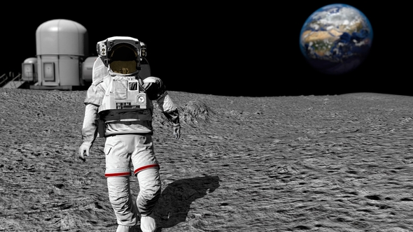 Astronaut Walking on the Moon alt