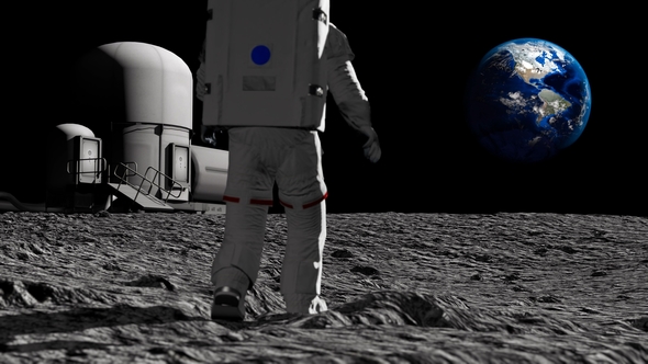 Astronaut Walking on the Moon