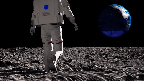Astronaut Walking on the Moon