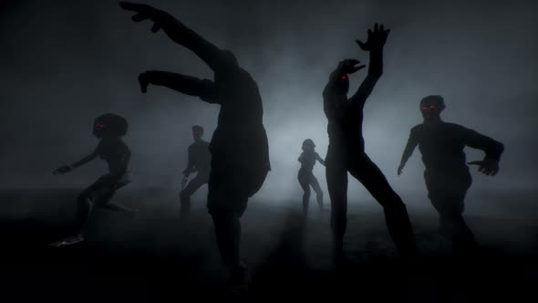 Group of Scary Attacking Zombies alt