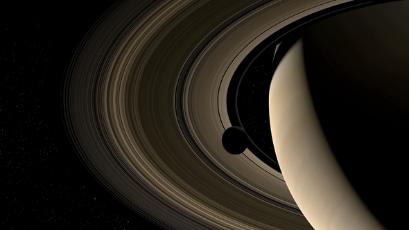 Moon around the Saturn Planet