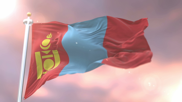 Flag of Mongolia at Sunset