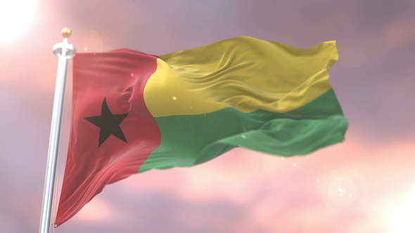 Flag of Guinea Bissau at Sunset