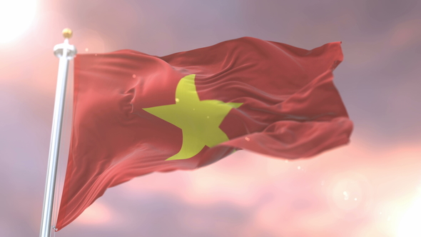 Flag of Vietnam at Sunset