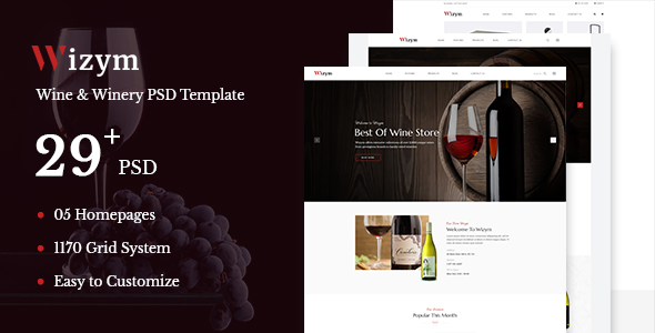 Wizym | Wine & Winery PSD Template